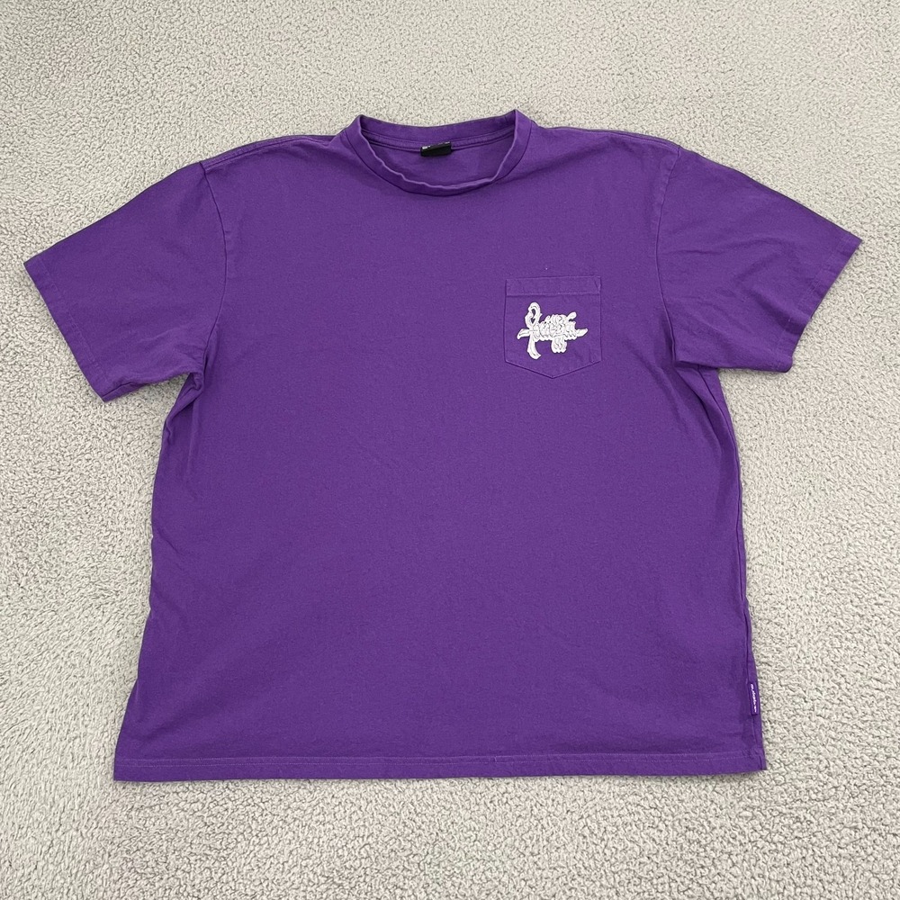 Quiksilver Rick Griffin Shirt Men XXL Purple Surf Skater Yowza!  Pocket‎ Tee